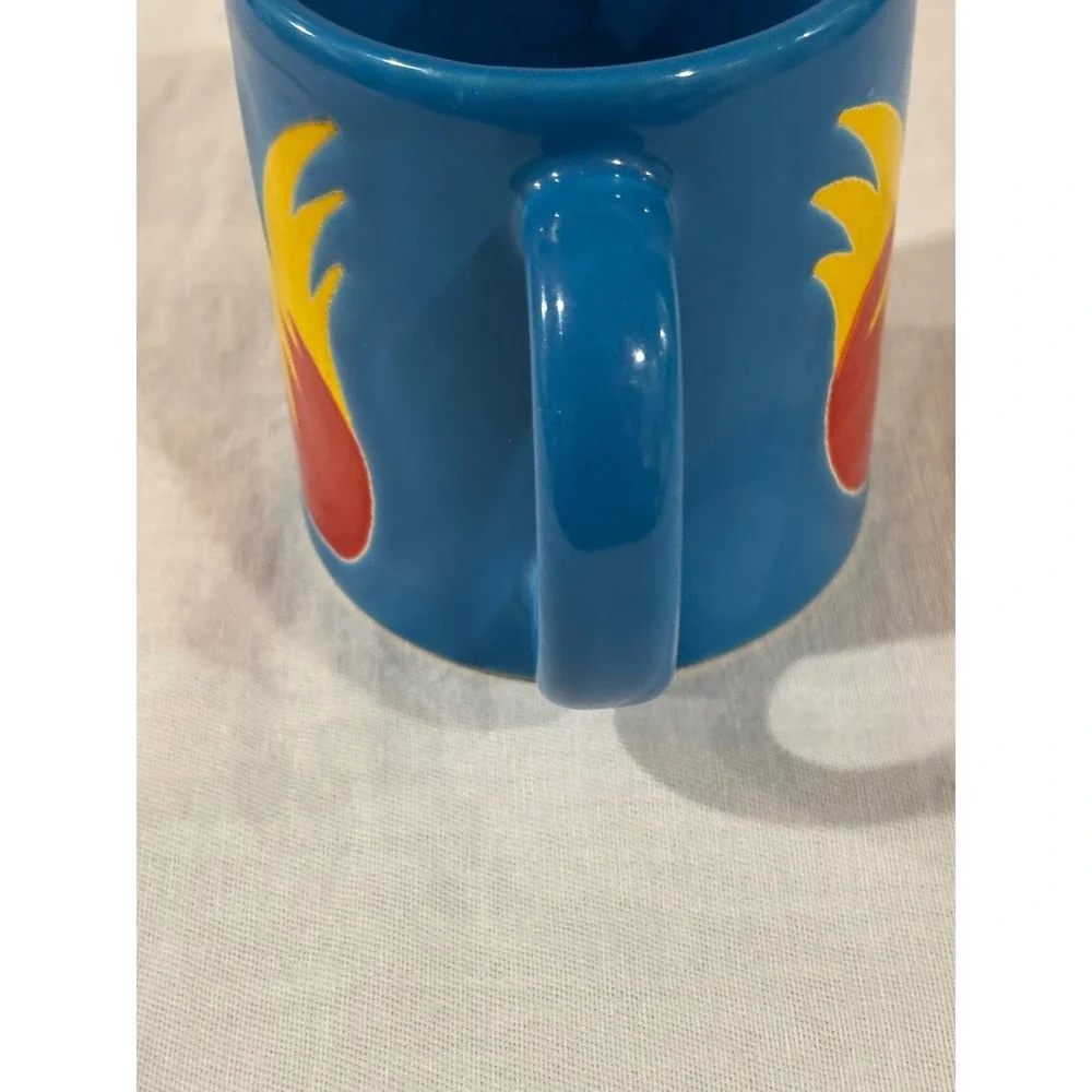 VTG Waechtersbach West Germany Rooster Mug Blue Red Yellow Ceramic Coffee Cup - Picture 5 of 12
